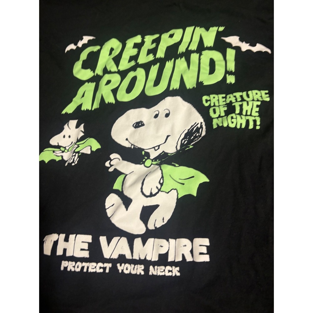 Unisex peanuts creeping around Halloween TShirt size XL black/green - Picture 2 of 4